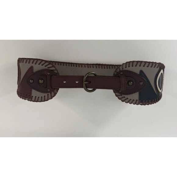 3.5" Wide Waist Leather Statement Belt Boho bohemian western equestrian multi 29 - Picture 2 of 12